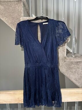Navy Lace V-Neck Romper